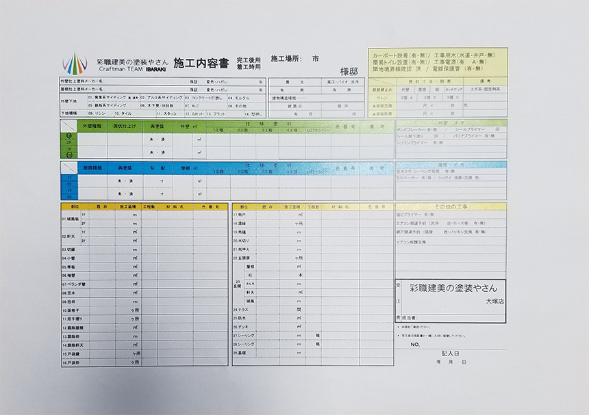 契約締結時の施工仕様書